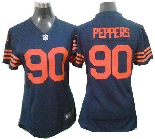 Women Nike Chicago Bears 90 Julius Peppers Blue NFL Jerseys Orange Number