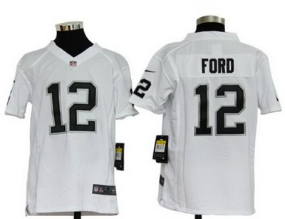 Nike Nfl Youth Oakland Raiders #12 Jacoby Ford White Jerseys