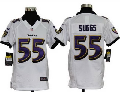 Youth Nike Baltimore Ravens #55 Terrell Suggs White Nike NFL Jerseys