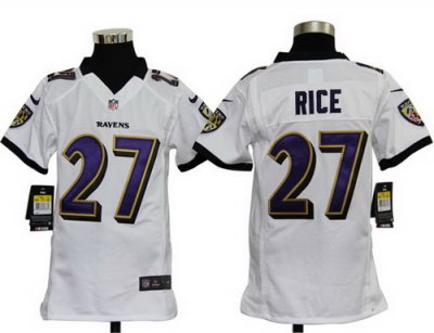 Youth Nike Baltimore Ravens #27 Ray Rice White Jerseys