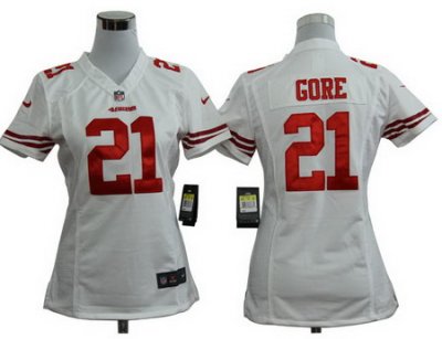 Women Nike San Francisco 49ers 21 Gore White Nike NFL Jerseys