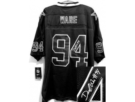 Nike Dallas Cowboys 94 DeMarcus Ware Black Elite Light Out Signed NFL Jersey