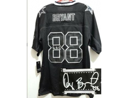 Nike Dallas Cowboys 88 Dez Bryant Black Elite Light Out Signed NFL Jersey