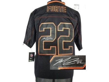 Nike Chicago Bears 22 Matt Forte Black Elite Light Out Signed NFL Jersey