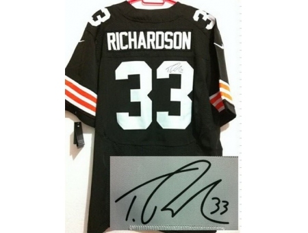 Nike Cleveland Browns 33 Trent Richardson Brown Elite Signed NFL Jersey