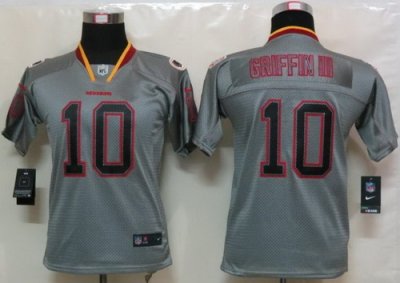 Youth Nike Washington Redskins 10# Robert Griffin III Grey Lights Out Elite NFL Jerseys