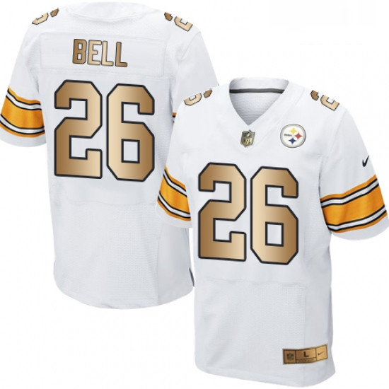 Mens Nike Pittsburgh Steelers 26 LeVeon Bell Elite WhiteGold NFL