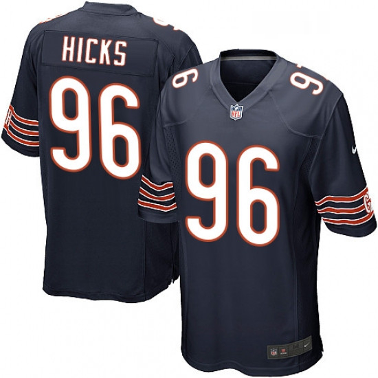 Mens Nike Chicago Bears 96 Akiem Hicks Game Navy Blue Team Color NFL Jersey