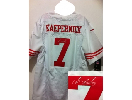 Nike San Francisco 49ers 7 Colin Kaepernick White Elite Signed NFL Jersey