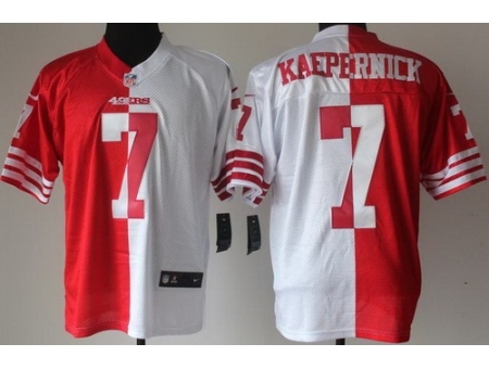 Nike San Francisco 49ers 7 Colin Kaepernick Red White Elite Split NFL Jersey