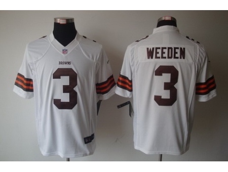 Nike Cleveland Browns 3 Brandon Weeden White Limited NFL Jersey