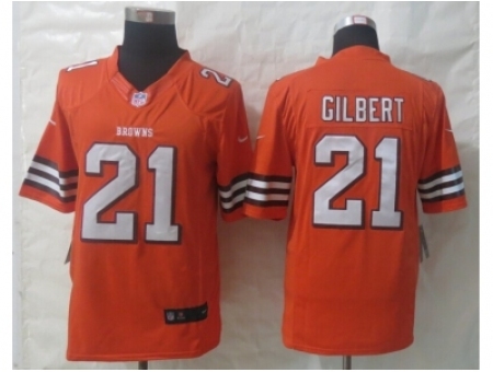 Nike Cleveland Browns 21 Justin Gilbert Orange Limited NFL Jersey