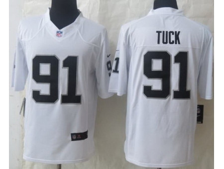 Nike Oakland Raiders 91 Justin Tuck White Game NFL Jersey