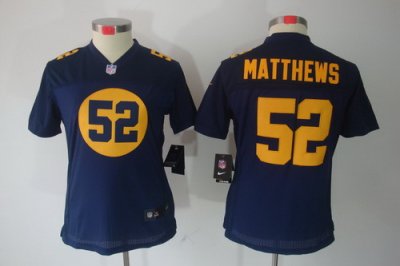 Women Nike Green Bay Packers #52 Matthews Blue Color[NIKE LIMITED Jersey]