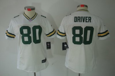 Women Green Bay Packers 80# Donald Driver White Color[NIKE LIMITED Jersey]