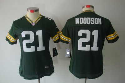 Nike Women Green Bay Packers #21 Woodson Green Color[NIKE LIMITED Jersey]