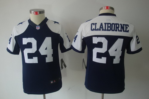 Youth Dallas Cowboys #24 Morris Claiborne Blue Limited Throwback