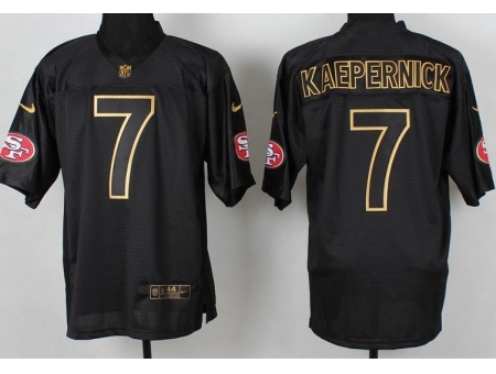 Nike San Francisco 49ers 7 Colin Kaepernick Black PRO Gold Lette