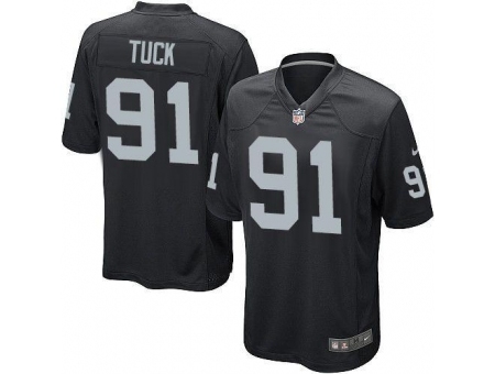 Nike Oakland Raiders 91 Justin Tuck Black Game NFL Jersey