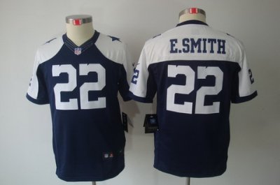 Youth Nike Dallas Cowboys 22# E.SMITH Blue Limited Throwback NFL Jerseys