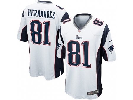 Nike New England Patriots 81 Aaron Hernandez White Game NFL Jersey