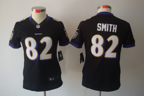 Nike Women Baltimore Ravens #82 Smith Black Color[NIKE LIMITED Jersey]