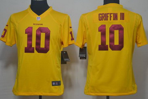 Women Nike Washington Redskins 10# Robert Griffin III Yellow Nike NFL Jerseys