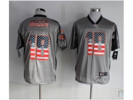 Nike Cincinnati Bengals 18 A.J. Green grey Elite USA Flag Fashion NFL Jersey