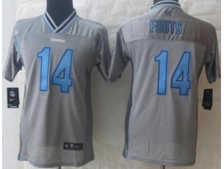 Youth Nike San Diego Chargers 14 Dan Fouts Grey Vapor Elite Jers