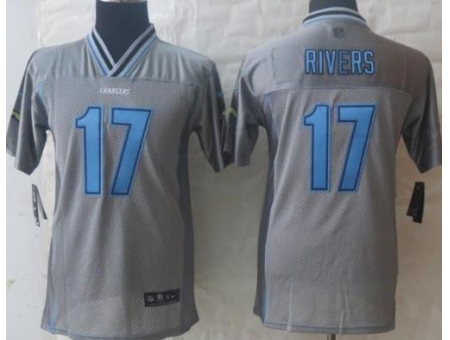 Youth Nike San Diego Chargers 17 Philip Rivers Grey Vapor Elite Jerseys