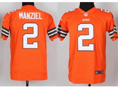 Youth Nike Cleveland Browns #2 Johnny Manziel Orange NFL Jerseys