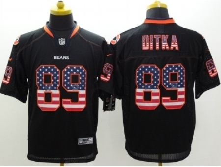Nike Chicago Bears 89 Mike Ditka Black Elite USA Flag Fashion NF