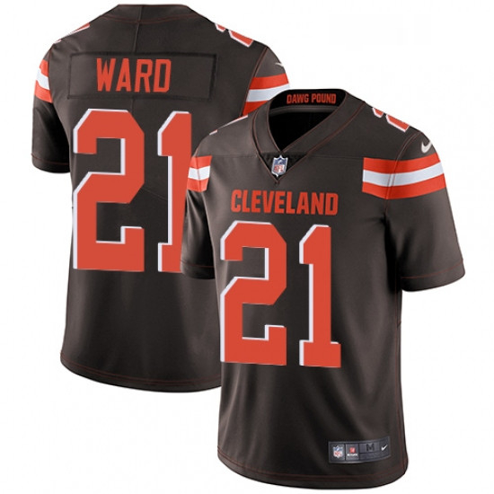 Mens Nike Cleveland Browns 21 Denzel Ward Brown Team Color Vapor Untouchable Limited Player NFL Jers