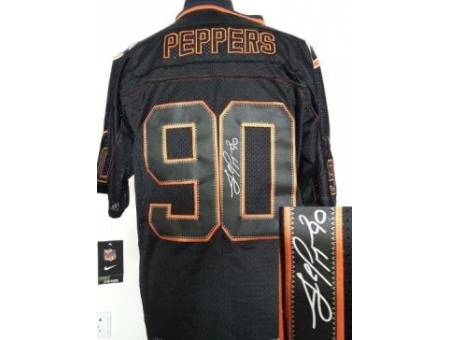 Nike Chicago Bears 90 Julius Peppers Black Elite Light Out Signed NFL Jersey