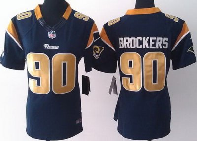 Women Nike St. Louis Rams 90 Brockers Blue LIMITED Jerseys