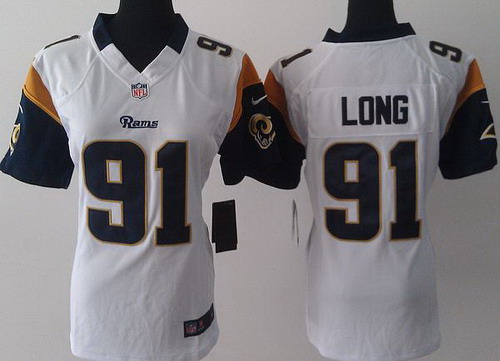 Women Nike St.Louis Rams 91 Chris Long White LIMITED Jerseys