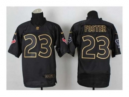 Nike Houston Texans 23 Arian Foster Black Elite 2014 PRO Gold Lettering Fashion NFL Jersey