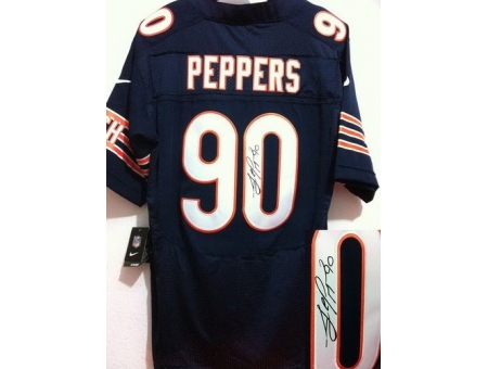 Nike Chicago Bears 90 Julius Peppers Blue Signed Elite NFL Jersey