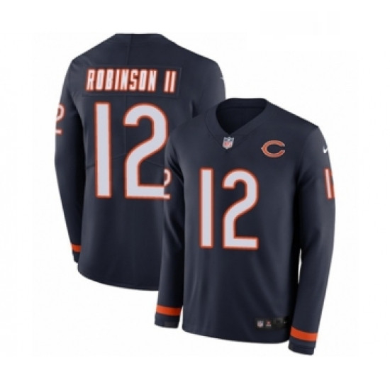 Youth Nike Chicago Bears 12 Allen Robinson Limited Navy Blue Therma Long Sleeve NFL Jersey