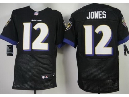 Nike Baltimore Ravens 12 Jacoby Jones Black Elite NFL Jersey