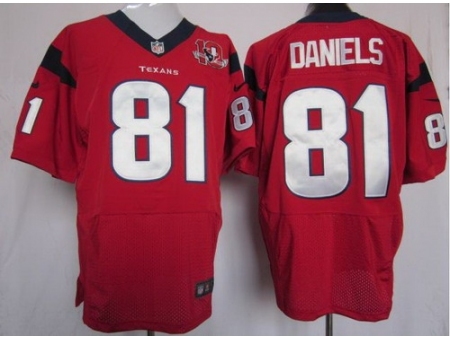 Nike Houston Texans 81 Owen Daniels Red Elite W 10TH Patch NFL Jersey