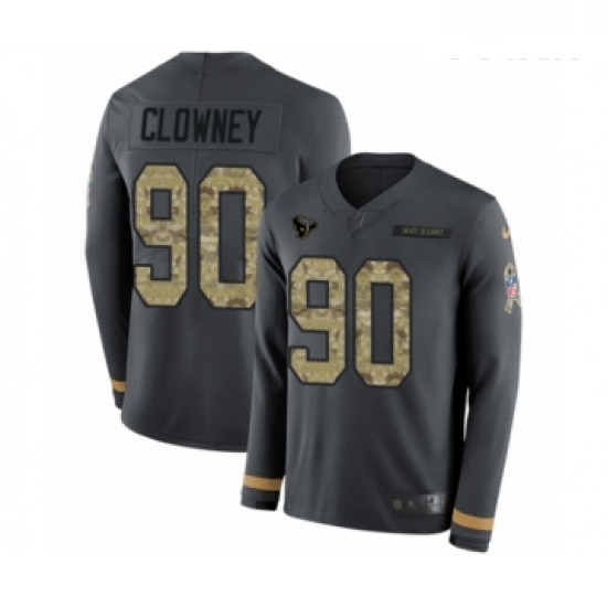 Youth Nike Houston Texans 90 Jadeveon Clowney Limited Black Salute to Service Therma Long Sleeve NFL