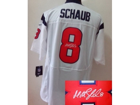 Nike Houston Texans 8 Matt Schaub White Signed Elite NFL Jersey