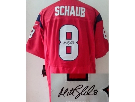 Nike Houston Texans 8 Matt Schaub Red Elite Signed NFL Jersey