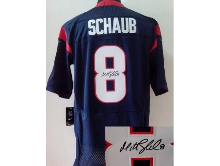 Nike Houston Texans 8 Matt Schaub Blue Signed Elite NFL Jersey