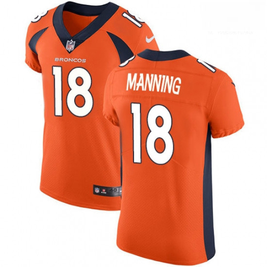 Men Nike Denver Broncos 18 Peyton Manning Orange Team Color Vapor Untouchable Elite Player NFL Jerse