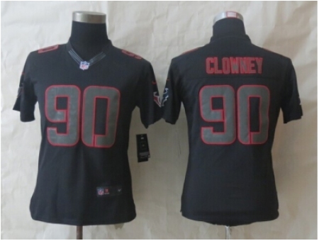 Women Nike Houston Texans #90 Clowney Black Jerseys(Impact Limit
