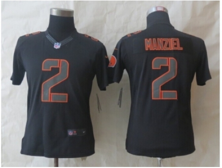 Women Nike Cleveland Browns #2 Manziel Black Jerseys(Impact Limited)