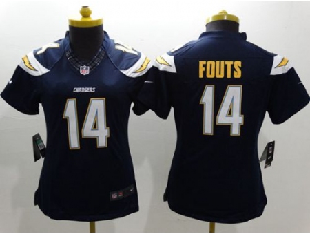 Womens Nike San Diego Chargers #14 Dan Fouts Navy Blue Team Color Stitched NFL Limited Jersey