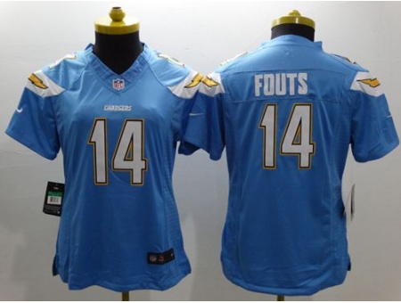Womens Nike San Diego Chargers #14 Dan Fouts Electric Blue Alter